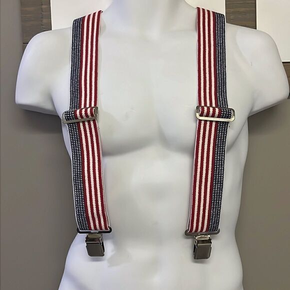 Custom Leather Craft Other - Custom Leather Craft Americana Adjustable No. 110 Suspenders Silver-Tone Clips